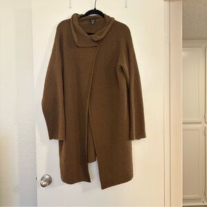 Eileen Fisher Wool Blend Boucle Knit Coatigan Cardigan Sweater Long